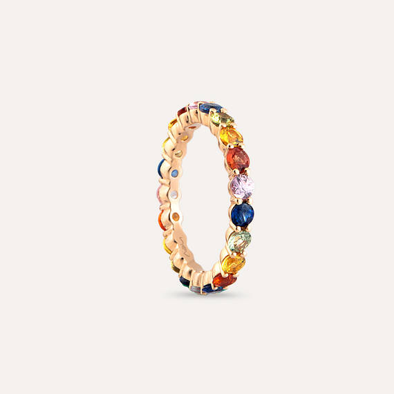 2.56 CT Multicolor Sapphire Rose Gold Eternity Ring - 5