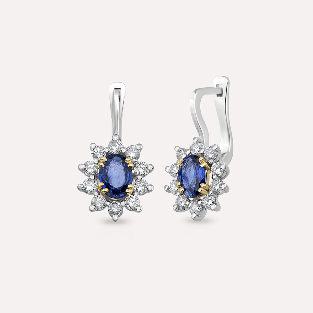 2.42 CT Sapphire and Diamond Anturage Earring - 1