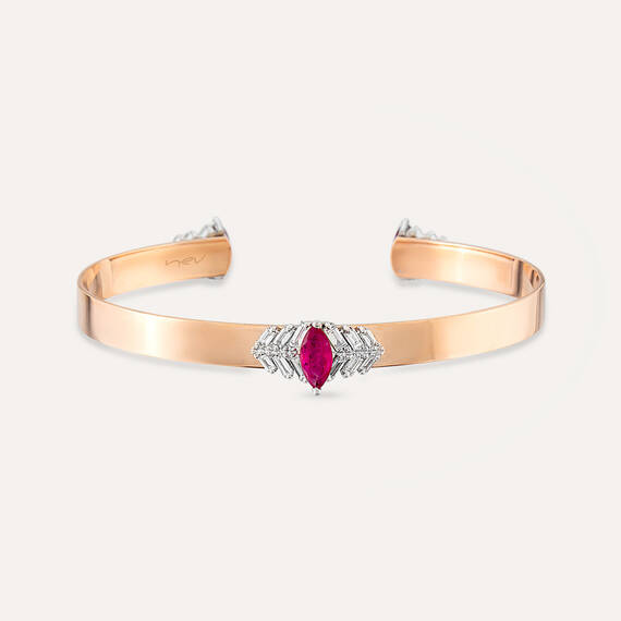 2.50 CT Baguette Cut Diamond and Marquise Cut Ruby Bracelet - 2
