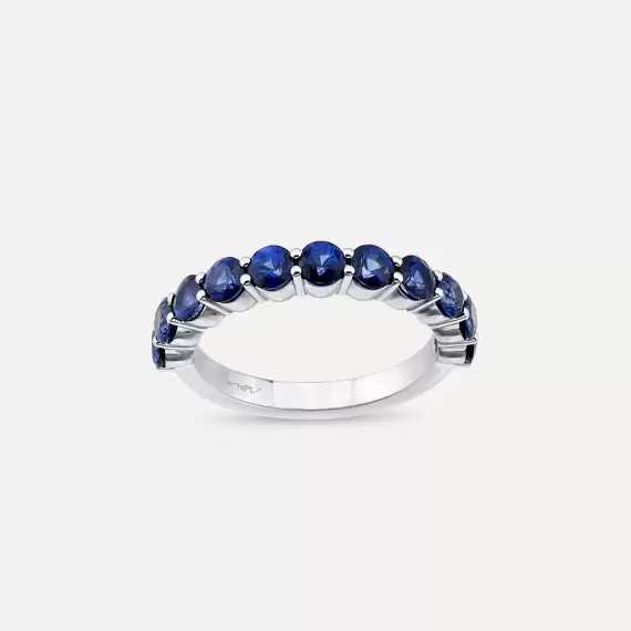 2.52 CT Sapphire White Gold Half Eternity Ring - 1