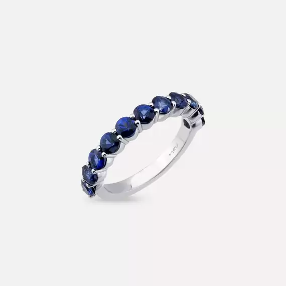 2.52 CT Sapphire White Gold Half Eternity Ring - 3