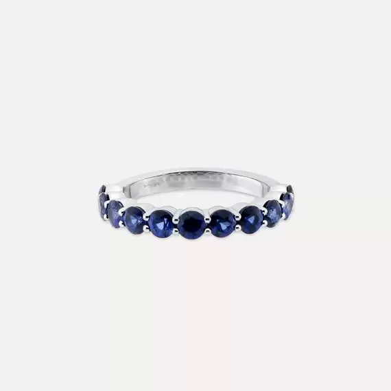 2.52 CT Sapphire White Gold Half Eternity Ring - 4