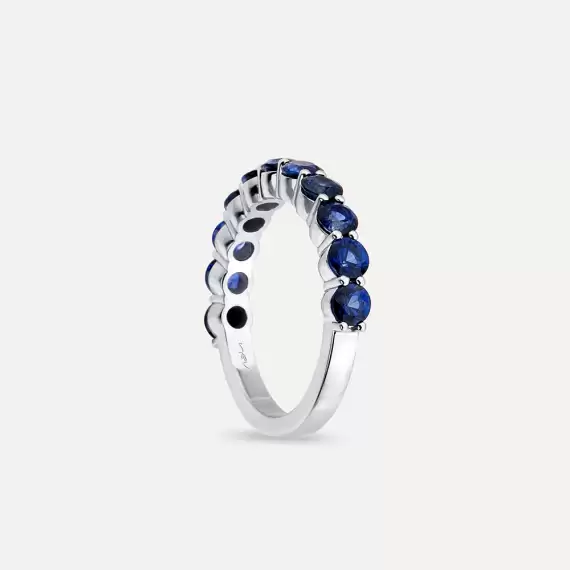 2.52 CT Sapphire White Gold Half Eternity Ring - 5