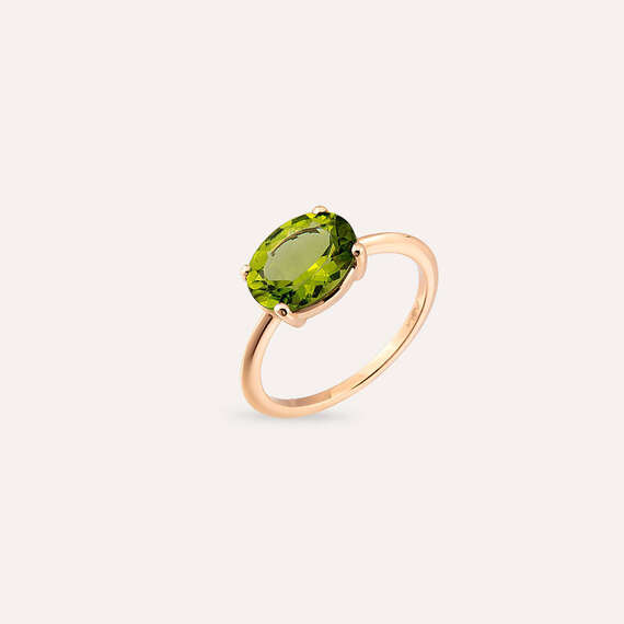 2.60 CT Peridot Taşlı Rose Altın Yüzük - 3