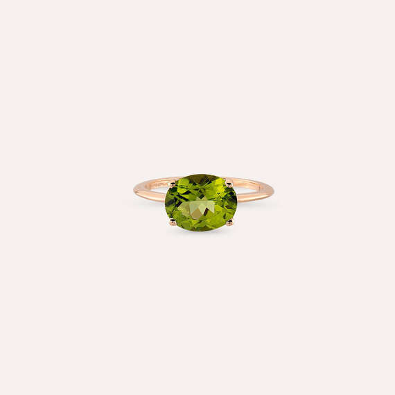 2.60 CT Peridot Taşlı Rose Altın Yüzük - 5