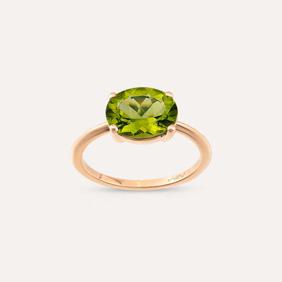 2.60 CT Peridot Taşlı Rose Altın Yüzük - 1