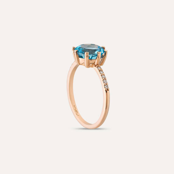 2.47 CT Blue Topaz and Diamond Rose Gold Ring - 5