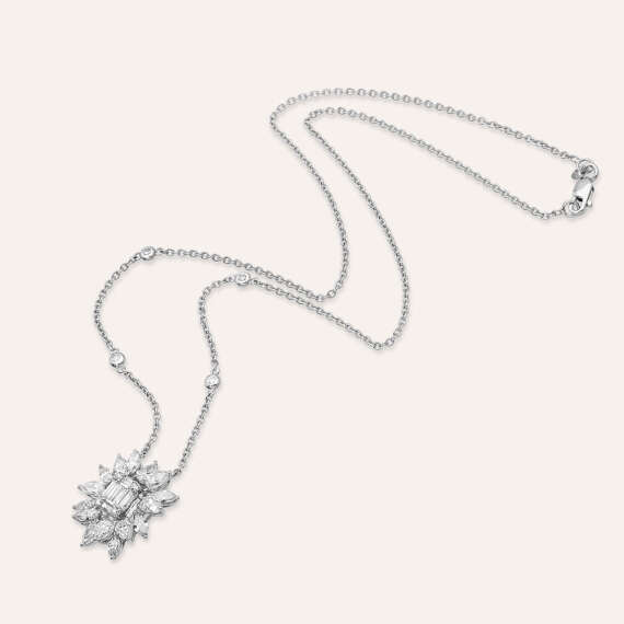 2.71 CT Pear and Marquise Cut Diamond White Gold Necklace - 3