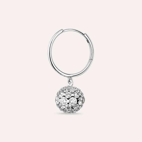 2.74 CT Diamond White Gold Sphere Single Earring - 3