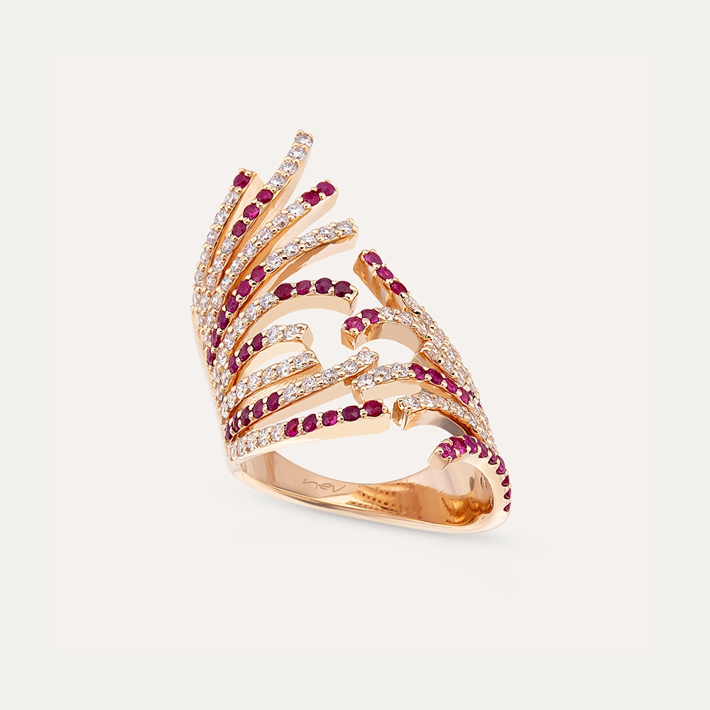 2.81 CT Ruby and Diamond Rose Gold Ring - 1