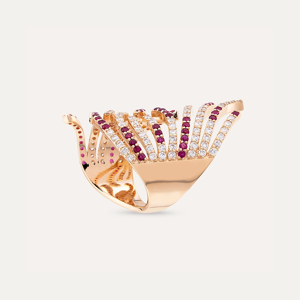 2.81 CT Ruby and Diamond Rose Gold Ring - 5