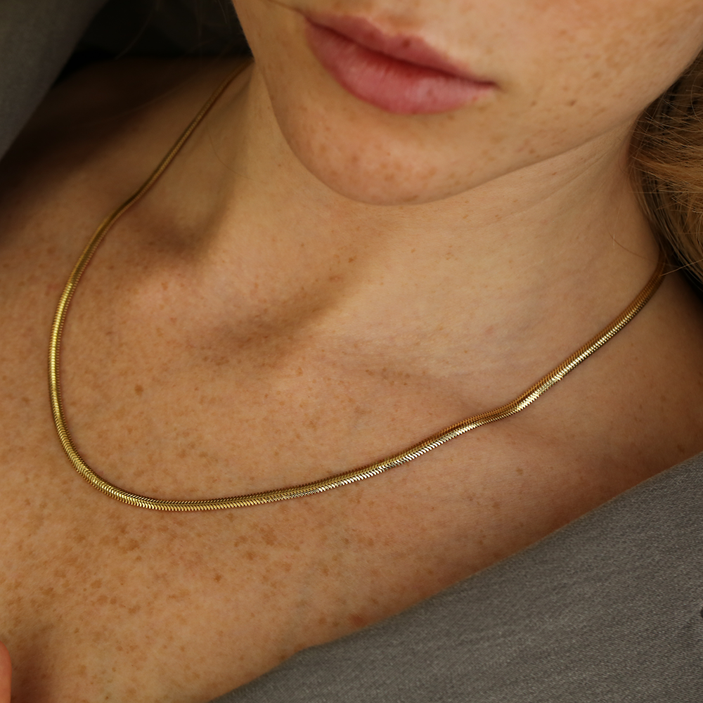 3 MM Herringbone Chain Necklace - 1