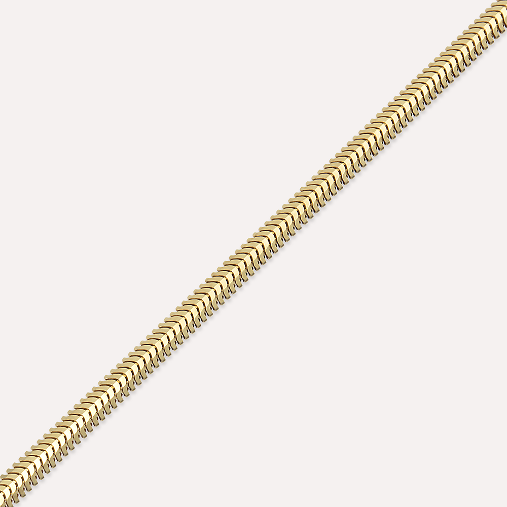3.15 MM Herringbone Yellow Gold Bracelet - 3