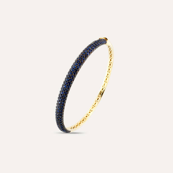 3.20 CT Sapphire Yellow Gold Cuff Bracelet - 3