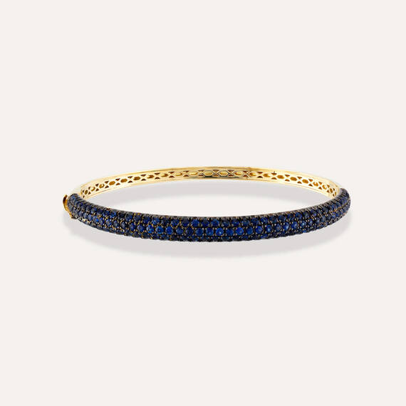 3.20 CT Sapphire Yellow Gold Cuff Bracelet - 1