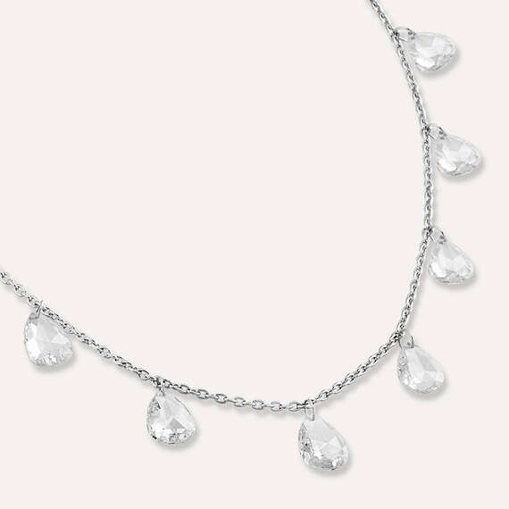 3.25 CT Rose Cut Diamond White Gold Necklace - 2