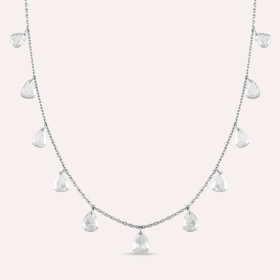 3.25 CT Rose Cut Diamond White Gold Necklace - 1