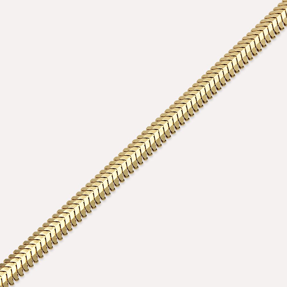 3.30 MM Herringbone Yellow Gold Bracelet - 4
