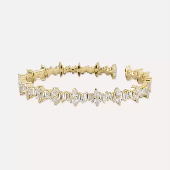 Vinka 3.34 CT Baguette and Pear Cut Diamond Yellow Gold Bracelet - 3