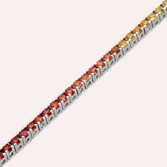 3.37 CT Multicolor Sapphire White Gold Tennis Bracelet - 3