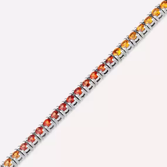 3.55 CT Multicolor Sapphire White Gold Tennis Bracelet - 3