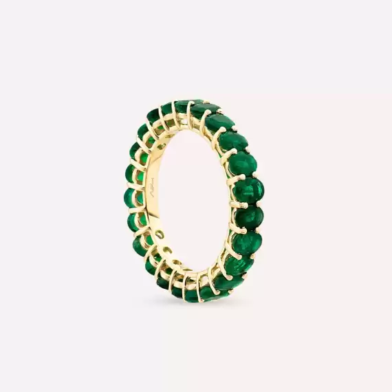 3.93 CT Emerald Yellow Gold Eternity Ring - 6