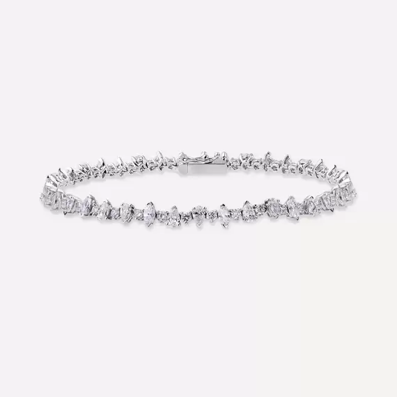 4.10 CT Pear and Marquise Cut Diamond White Gold Bracelet - 1