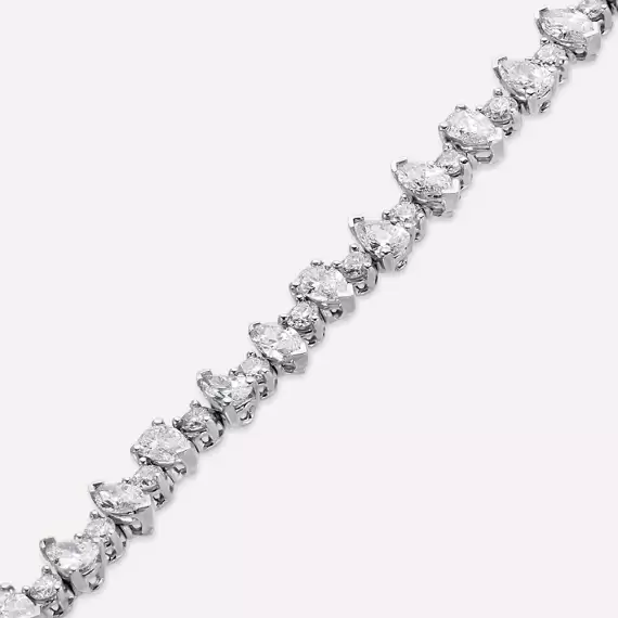 4.10 CT Pear and Marquise Cut Diamond White Gold Bracelet - 3