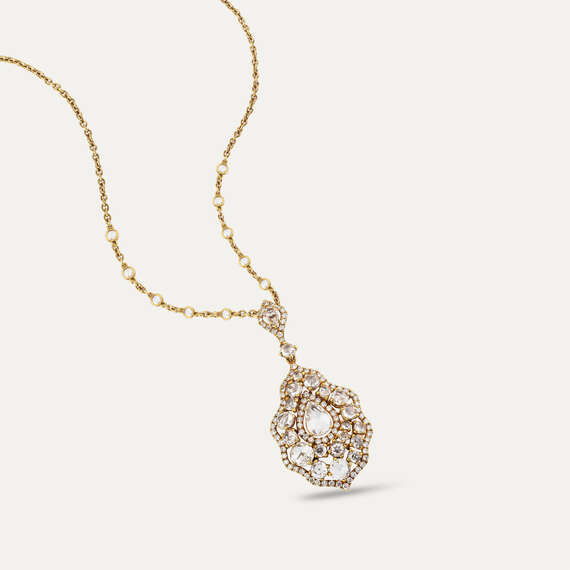 4.11 CT Rose Cut Diamond Yellow Gold Necklace - 4
