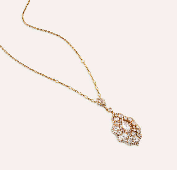 4.11 CT Rose Cut Diamond Yellow Gold Necklace - 6