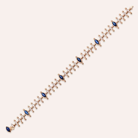 4.22 CT Marquise Cut Sapphire and Diamond Bracalet - 5