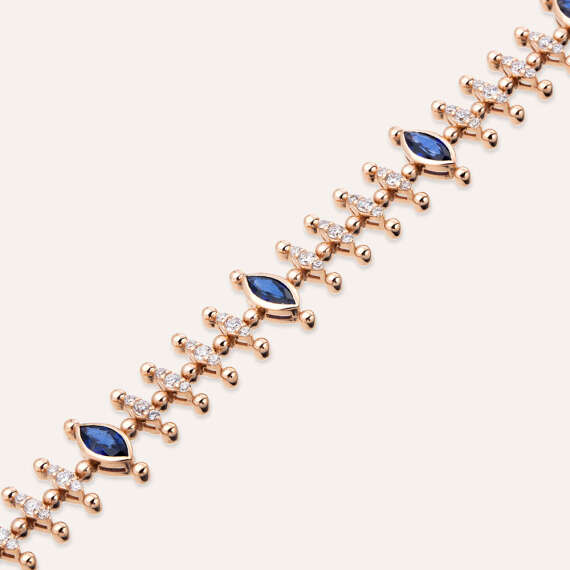 4.22 CT Marquise Cut Sapphire and Diamond Bracalet - 3