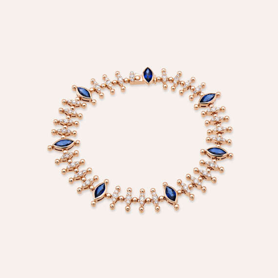 4.22 CT Marquise Cut Sapphire and Diamond Bracalet - 2