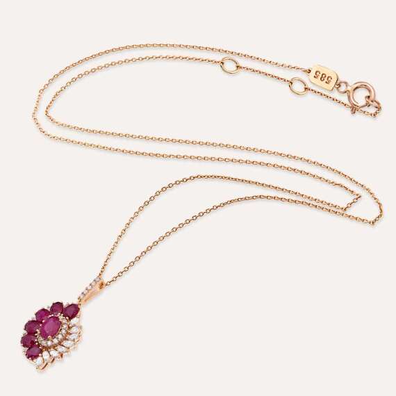 4.41 CT Ruby and Diamond Rose Gold Necklace - 4