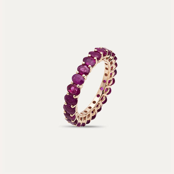 5.80 CT Oval Cut Ruby Eternity Ring - 4