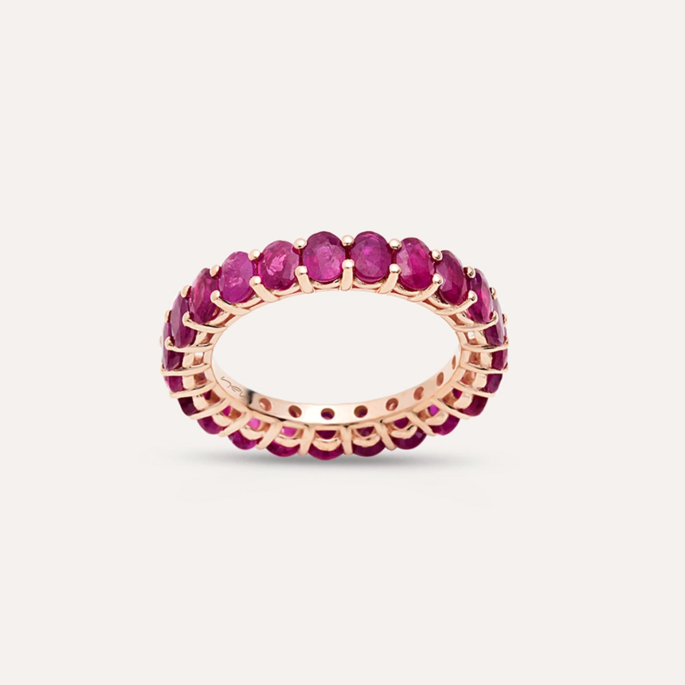 5.80 CT Oval Cut Ruby Eternity Ring - 1