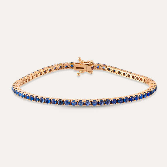 4.89 CT Sapphire Rose Gold Tennis Bracelet - 1