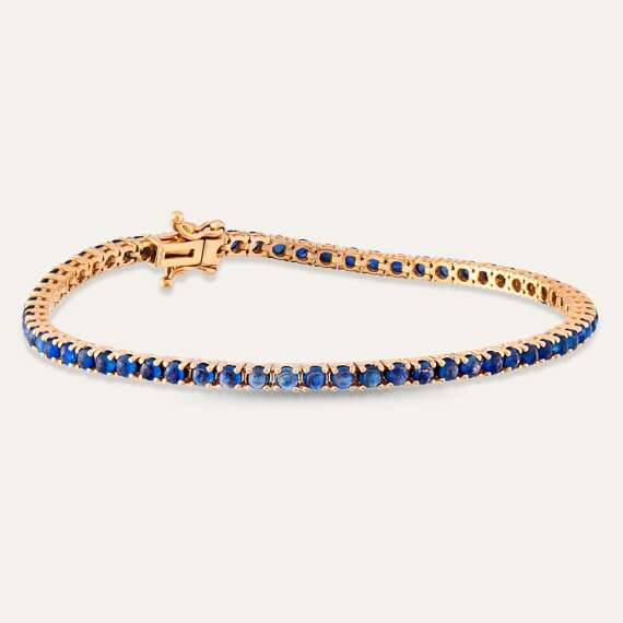 4.89 CT Sapphire Rose Gold Tennis Bracelet - 4