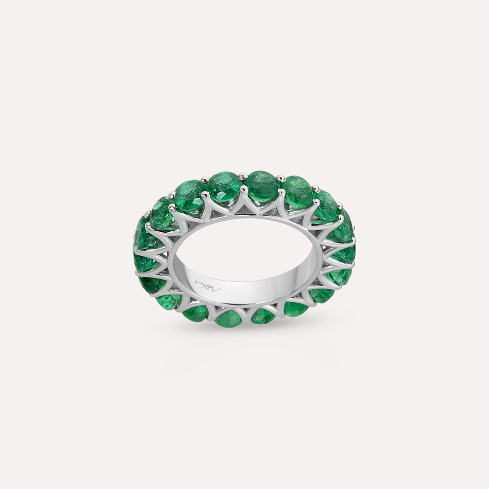 6.03 CT Emerald White Gold Eternity Ring - 1
