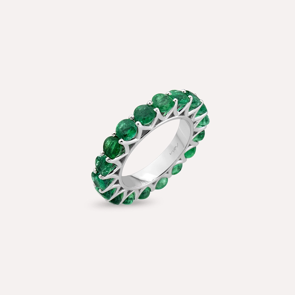 6.03 CT Emerald White Gold Eternity Ring - 3
