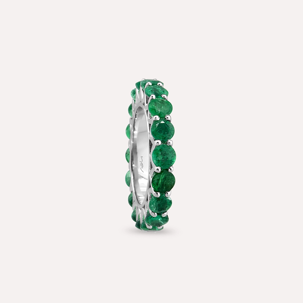 6.03 CT Emerald White Gold Eternity Ring - 5