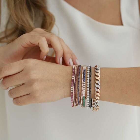 6.25 CT Pink Sapphire and Diamond Tennis Bracelet - 5