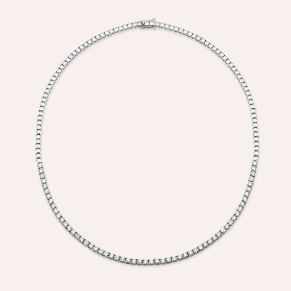 6.26 CT Diamond White Gold Tennis Necklace - 1