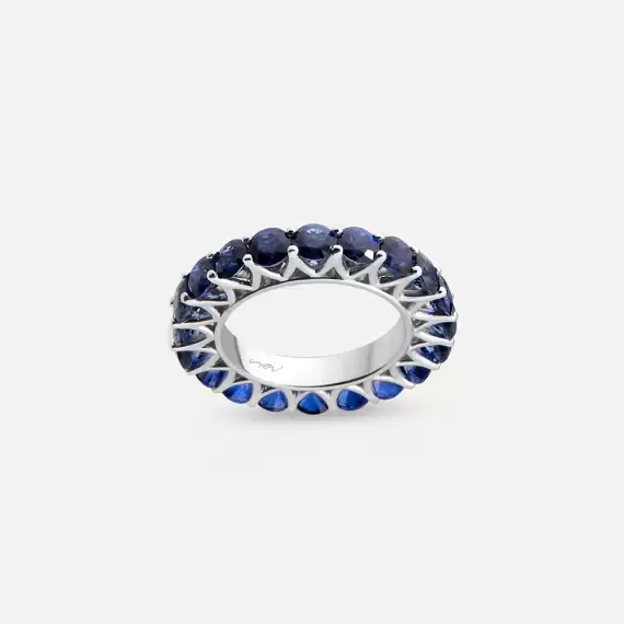 6.94 CT Sapphire White Gold Eternity Ring - 1