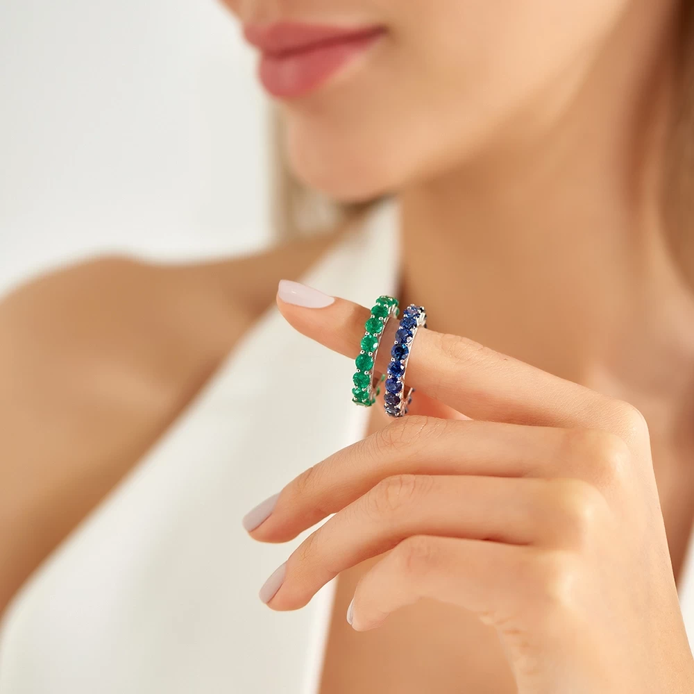 6.94 CT Sapphire White Gold Eternity Ring