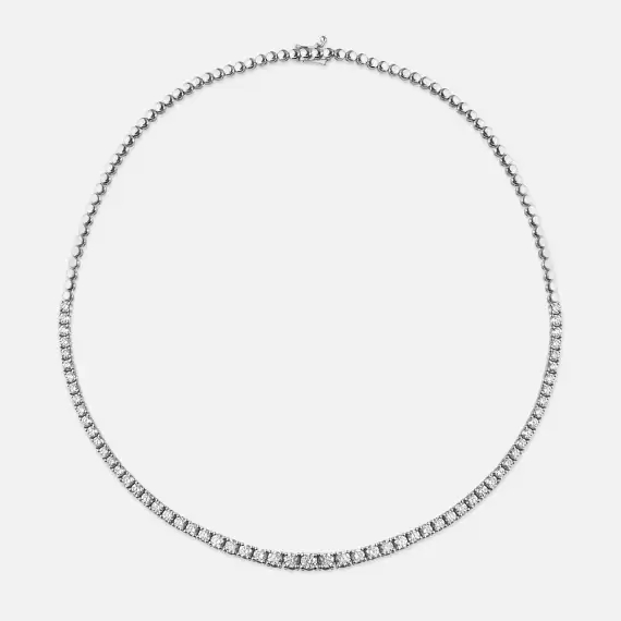 7.01 CT Diamond White Gold Tennis Necklace - 1