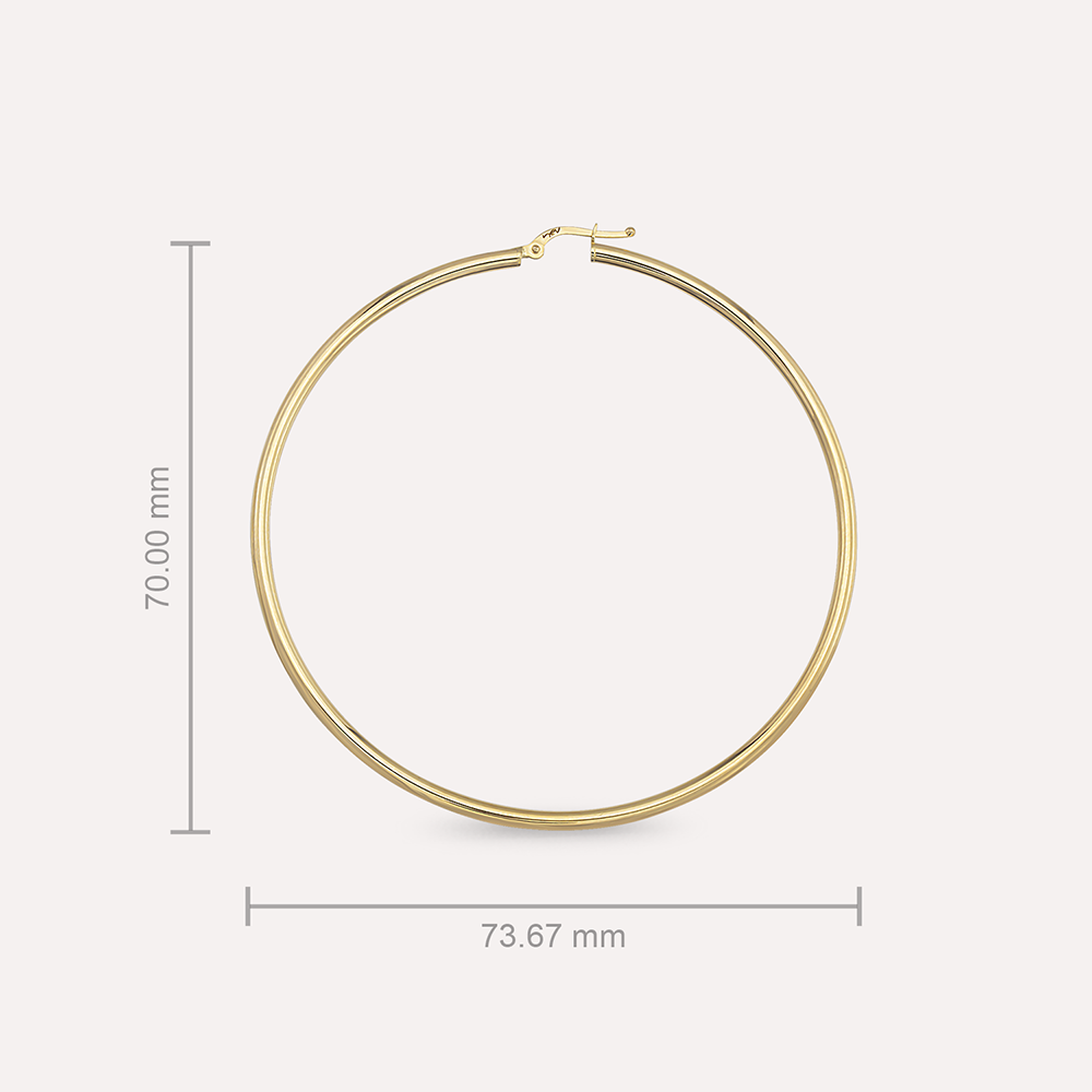 7.3 CM Yellow Gold Hoop Earring - 3