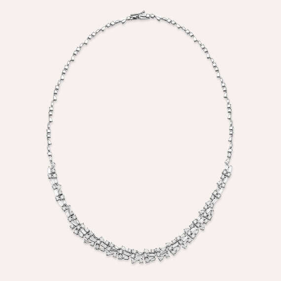 Vera 7.98 CT Baguette and Pear Cut Diamond Necklace - 1
