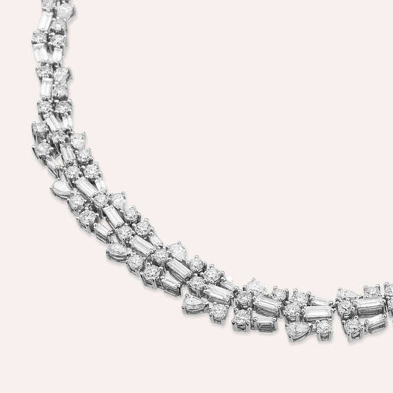 Vera 7.98 CT Baguette and Pear Cut Diamond Necklace - 3