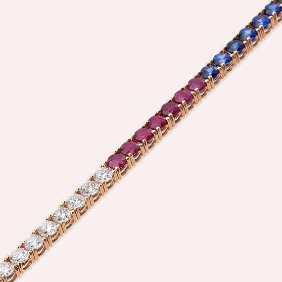 7.99 CT Colorful Rose Gold Tennis Bracelet - 3